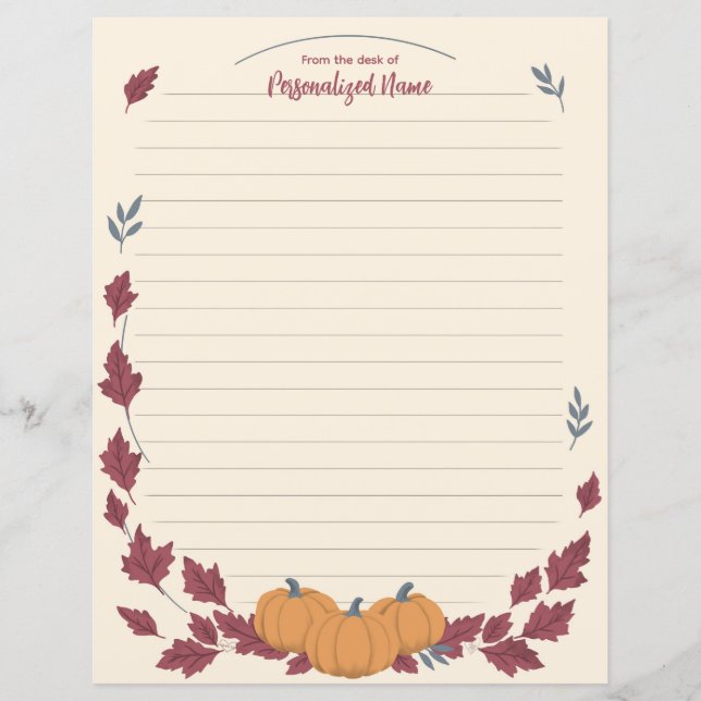 Whispers Of Fall Lined Paper Sheet (Devant)