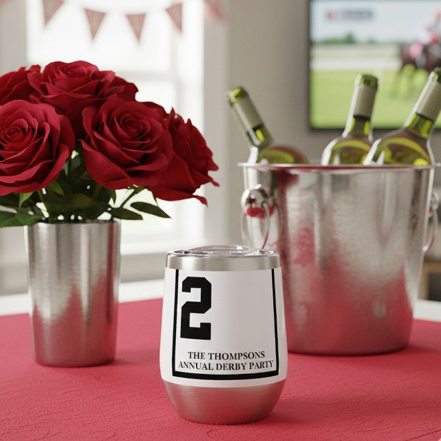 White 2 Personalisé Derby Horse Race (Celebrate your annual Derby party in style with these custom thermal wine tumblers!)