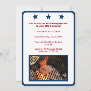 White 4 juillet Hamburger Barbecue Invitation