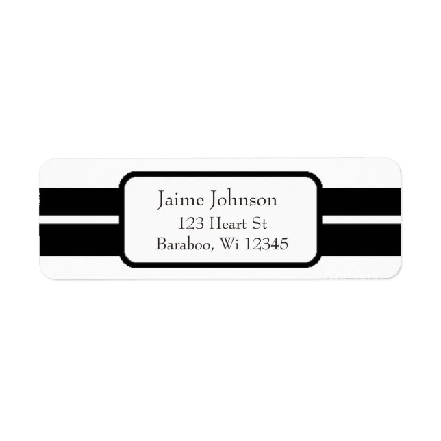 White and Black Classy  Return Address Sticker (Devant)