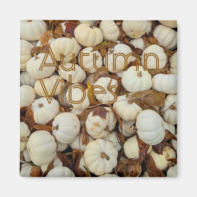 White Autumn Vibes Monogram Pumpkin Magnet (Devant)