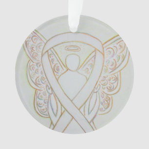 White Awareness Ribbon Angel Customisé ornements