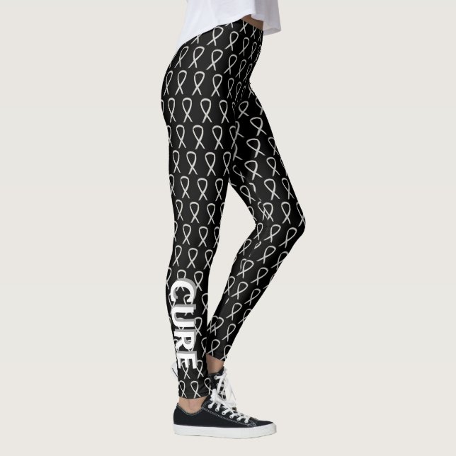 White Awareness Ribbon Hope & Cure Custom Leggings (Droite)