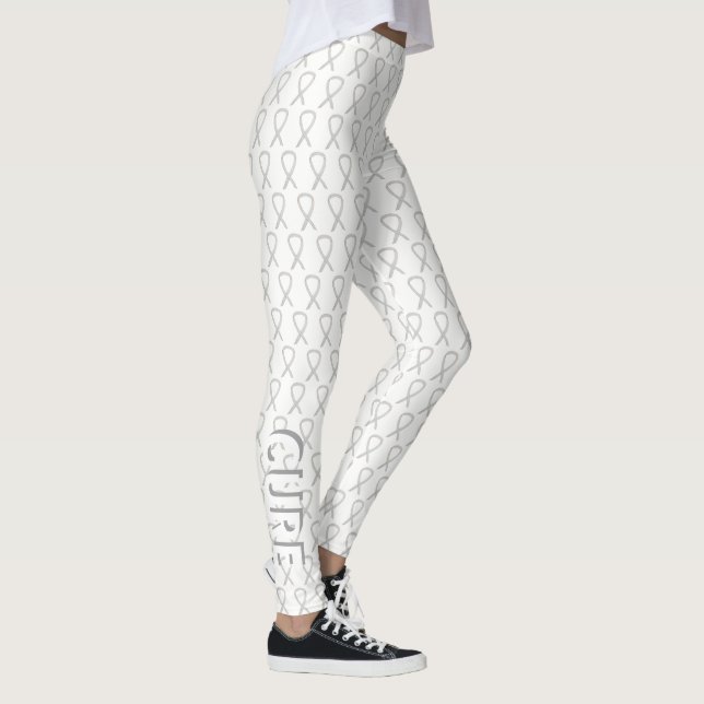 White Awareness Ribbon Hope & Cure Custom Leggings (Droite)
