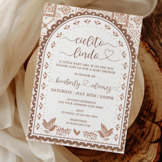 White & Barro Cielito Lindo Baby shower Invitation