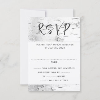 White Birch Wedding RSVP Guest Count Enclosure