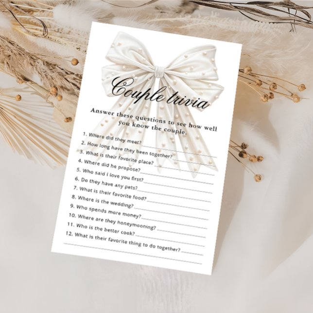 White Bow Pearl Couple Trivia Fête des mariées Jeu (Créateur téléchargé)