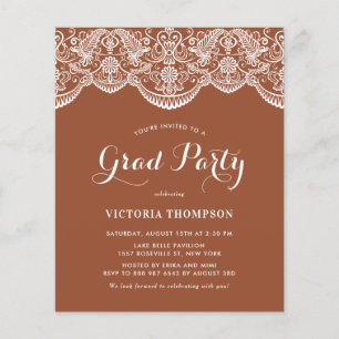 White Brocade Lace Terracotta Invitation