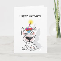 White Bull Terrier Bonne Carte de voeux d'annivers