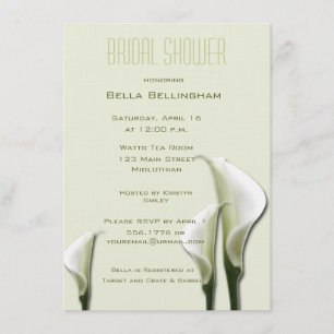 White Calla Lillies Invitation à la douche nuptial