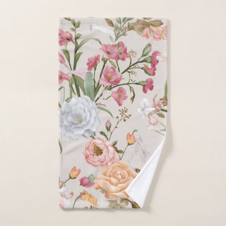 White Cats Pink Roses Floral 