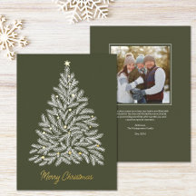 White Christmas Tree Carte photo de vacances