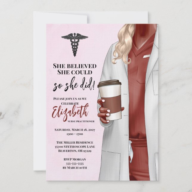 White Coat Médicale School Graduation Invitation (Devant)