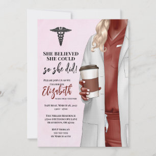 White Coat Médicale School Graduation Invitation