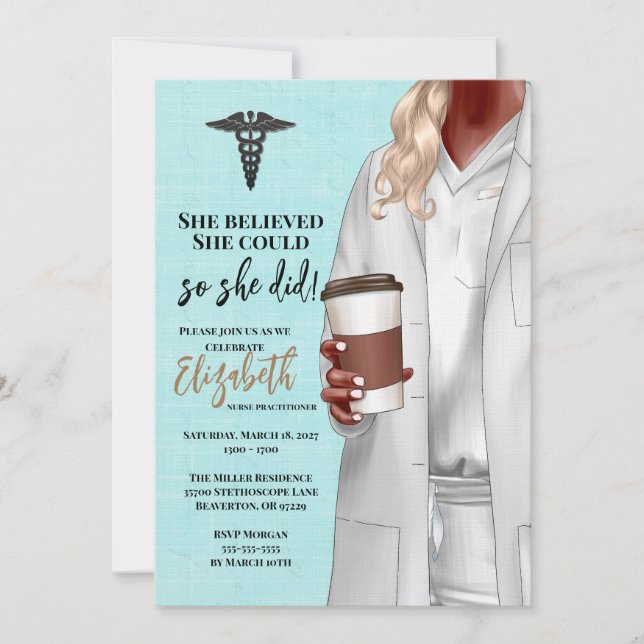White Coat Médicale School Graduation Invitation (Devant)