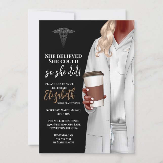 White Coat Médicale School Graduation Invitation (Devant)