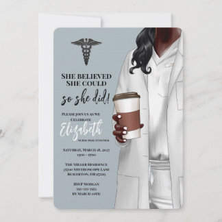 White Coat Médicale School Graduation Invitation