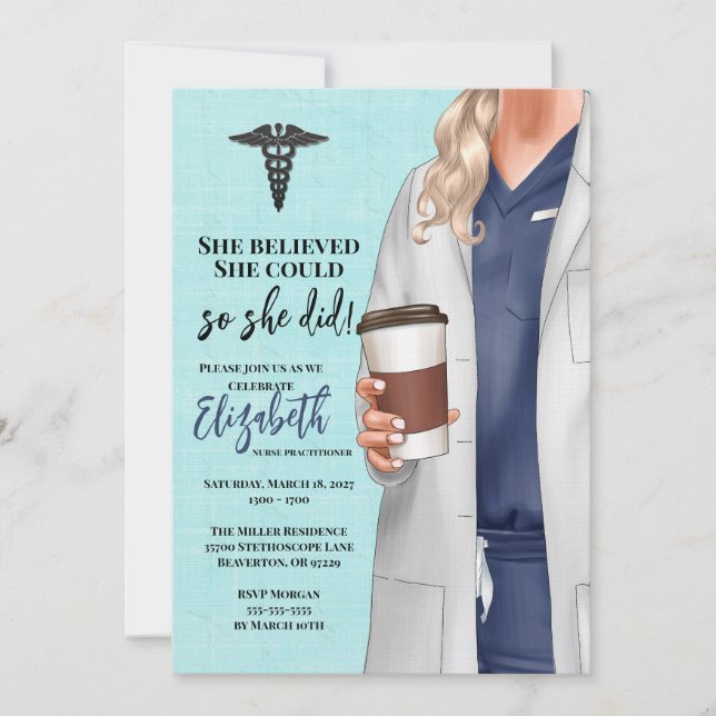 White Coat Médicale School Graduation Invitation (Devant)