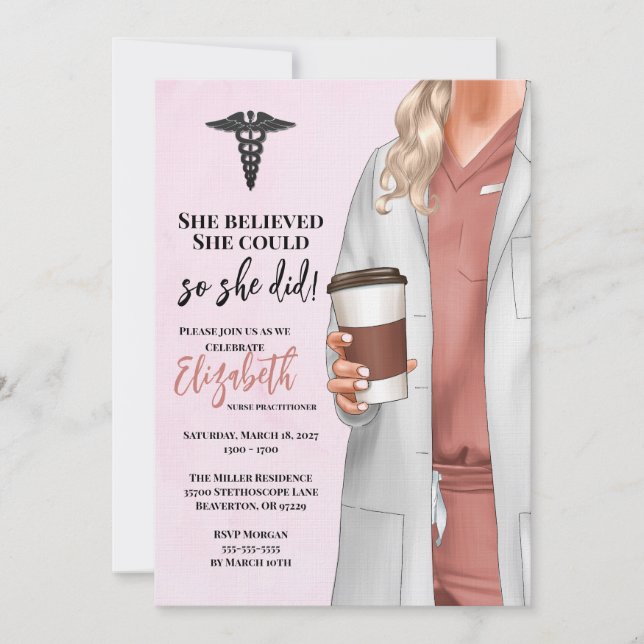 White Coat Médicale School Graduation Invitation (Devant)