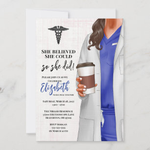 White Coat Médicale School Graduation Invitation