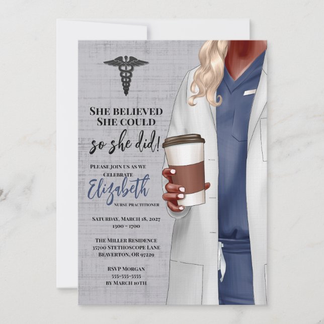White Coat Médicale School Graduation Invitation (Devant)