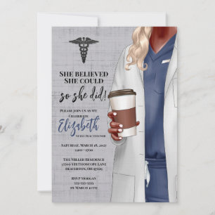 White Coat Médicale School Graduation Invitation