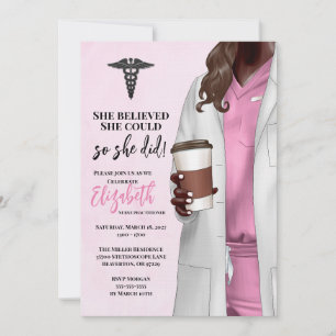 White Coat Médicale School Graduation Invitation