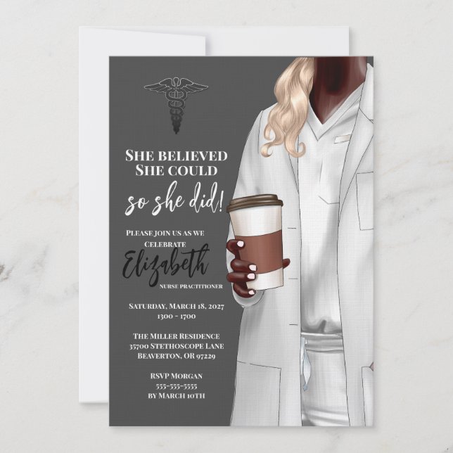 White Coat Médicale School Graduation Invitation (Devant)