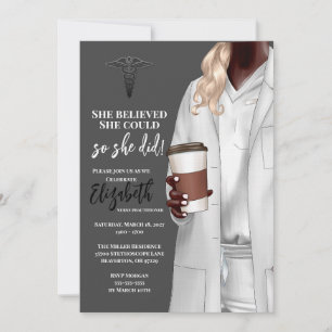 White Coat Médicale School Graduation Invitation