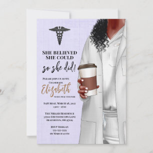White Coat Médicale School Graduation Invitation
