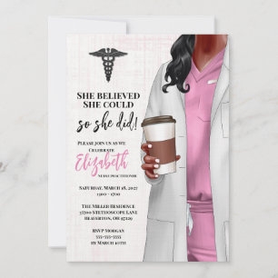 White Coat Médicale School Graduation Invitation