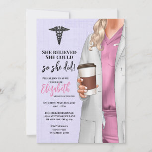 White Coat Médicale School Graduation Invitation