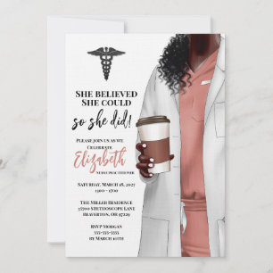 White Coat Médicale School Graduation Invitation