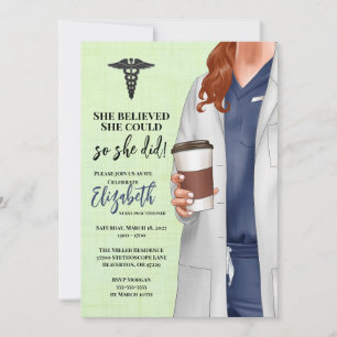 White Coat Médicale School Graduation Invitation