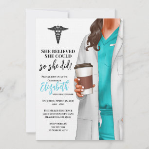 White Coat Médicale School Graduation Invitation