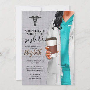 White Coat Médicale School Graduation Invitation