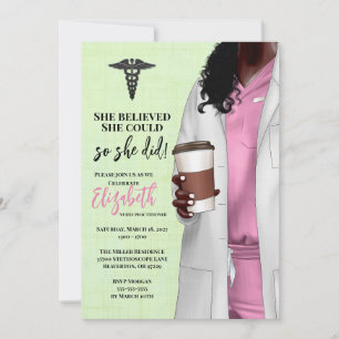 White Coat Médicale School Graduation Invitation