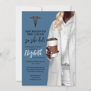 White Coat Médicale School Graduation Invitation