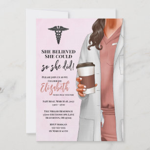 White Coat Médicale School Graduation Invitation