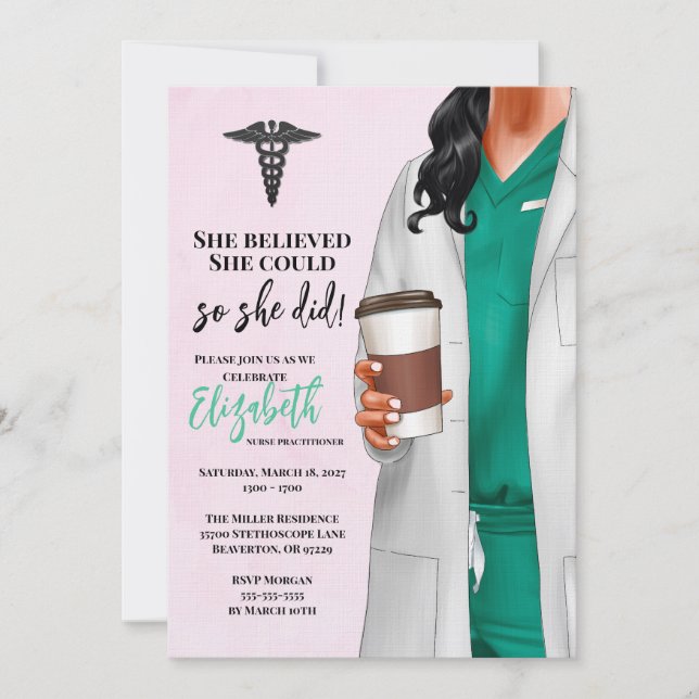 White Coat Médicale School Graduation Invitation (Devant)
