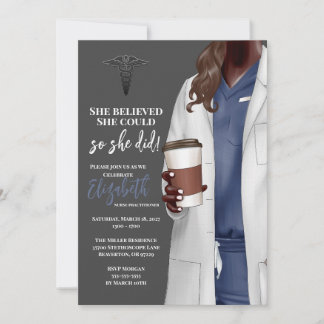 White Coat Médicale School Graduation Invitation
