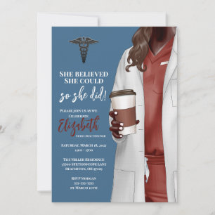 White Coat Médicale School Graduation Invitation