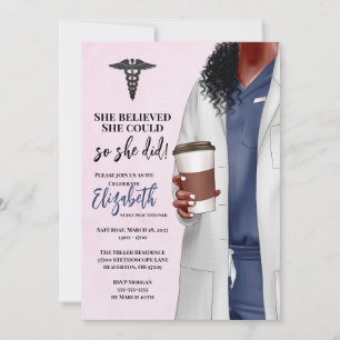 White Coat Médicale School Graduation Invitation