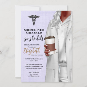 White Coat Médicale School Graduation Invitation