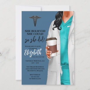 White Coat Médicale School Graduation Invitation