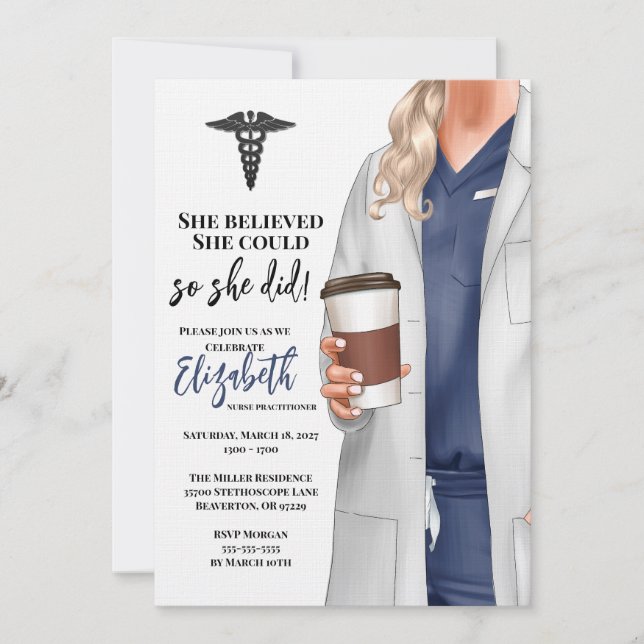 White Coat Médicale School Graduation Invitation (Devant)