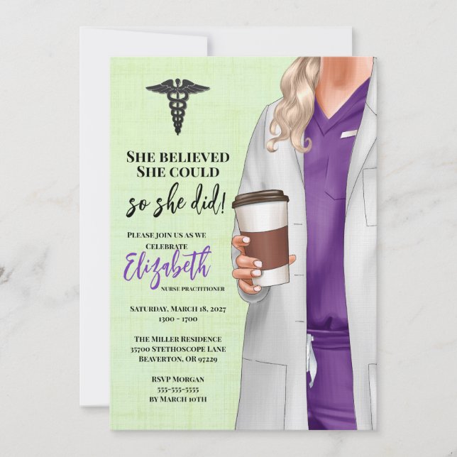 White Coat Médicale School Graduation Invitation (Devant)