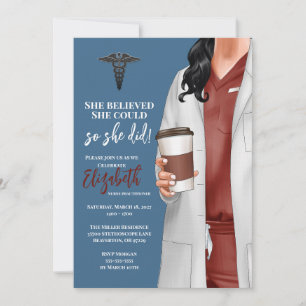 White Coat Médicale School Graduation Invitation