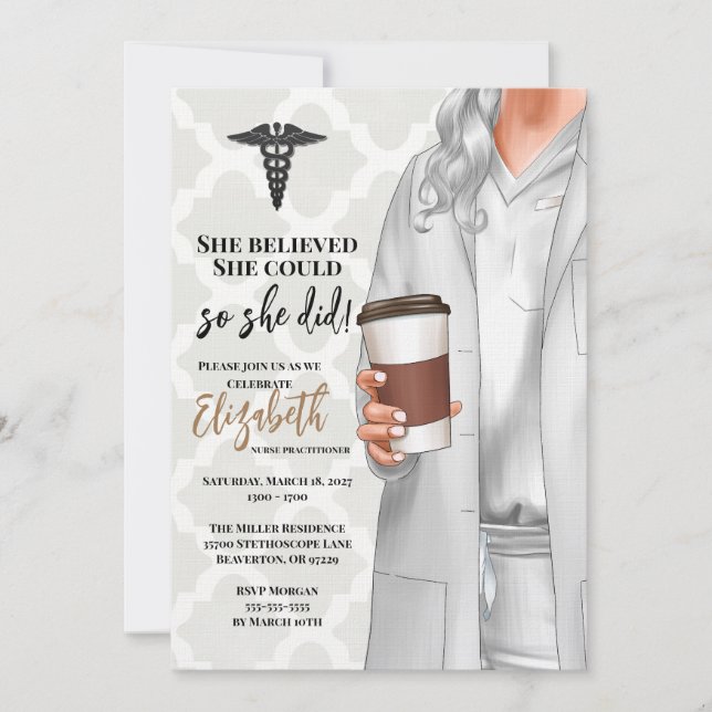 White Coat Médicale School Graduation Invitation (Devant)