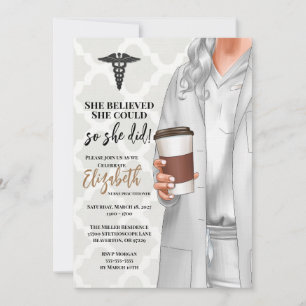 White Coat Médicale School Graduation Invitation